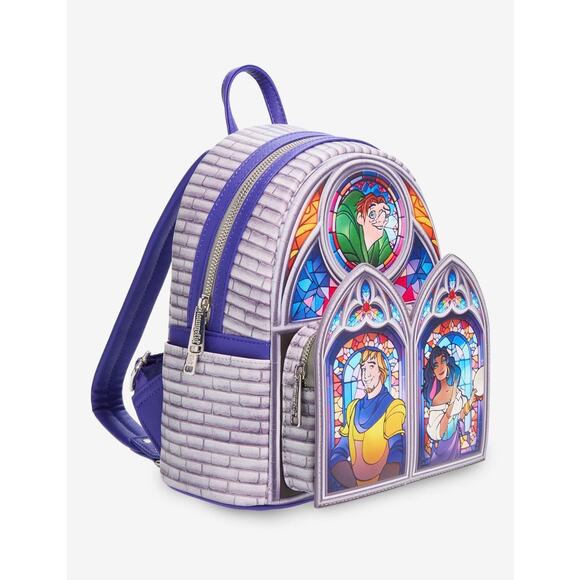 Loungefly Disney Hunchback Of Notre Dame Character Stained Glass Backpack NWT